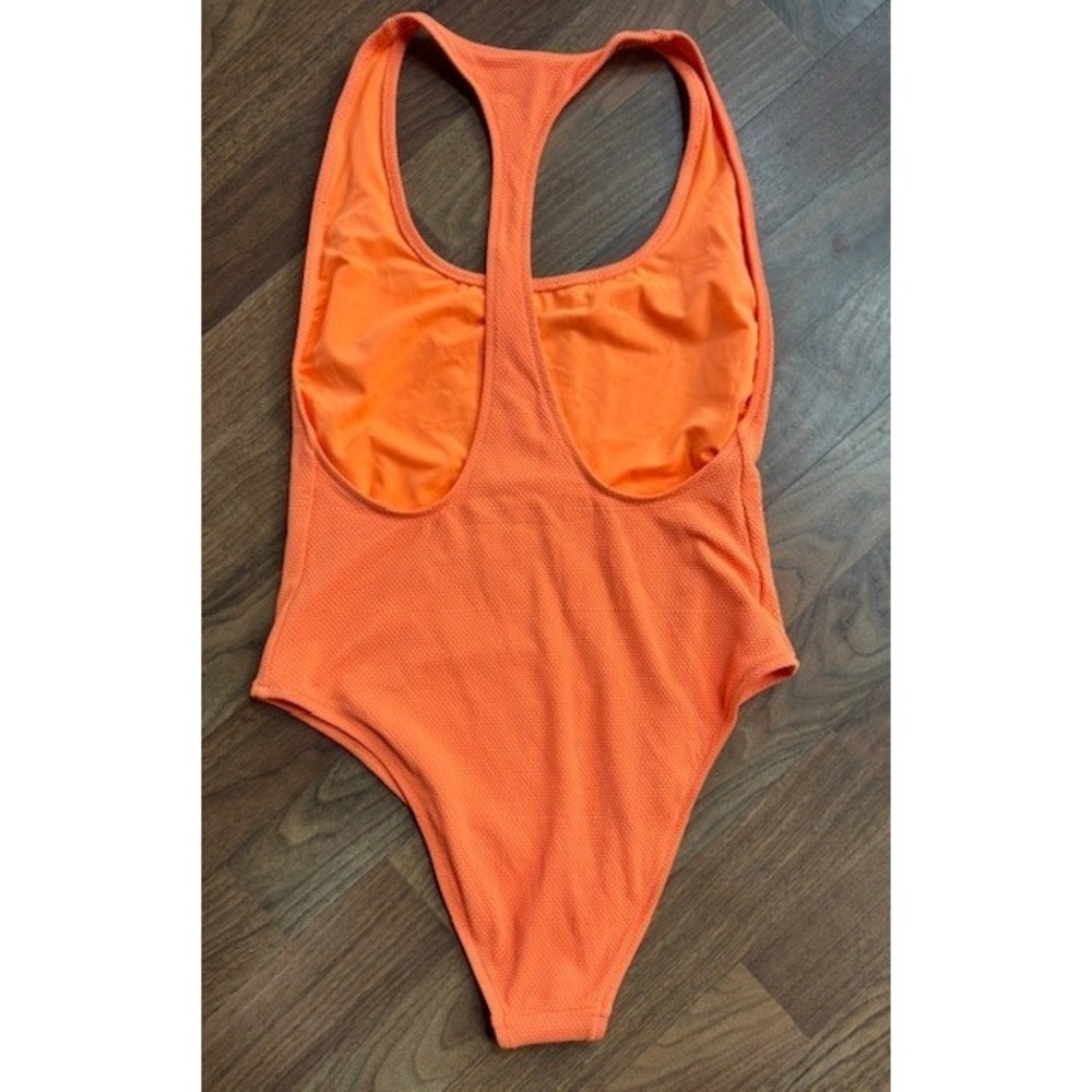 Aerie Vibrant Orange One-Piece Swimsuit LRG Racerback Cheeky Lined Beach NWOT - Picture 3 of 5